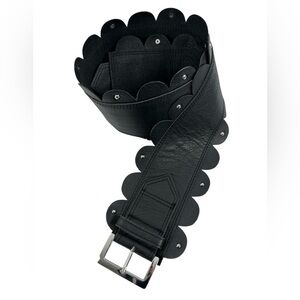 Hadaki by Kalencom Women's Scalloped Leather Belt Statement Waist Accessory Boho